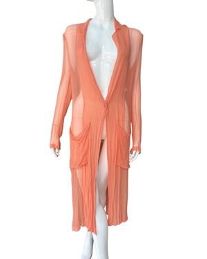 Dries Van Noten Crepe Silk Orange Sorbet Duster S M